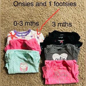 Baby Onesies Bundle - Pink, Black, Mint